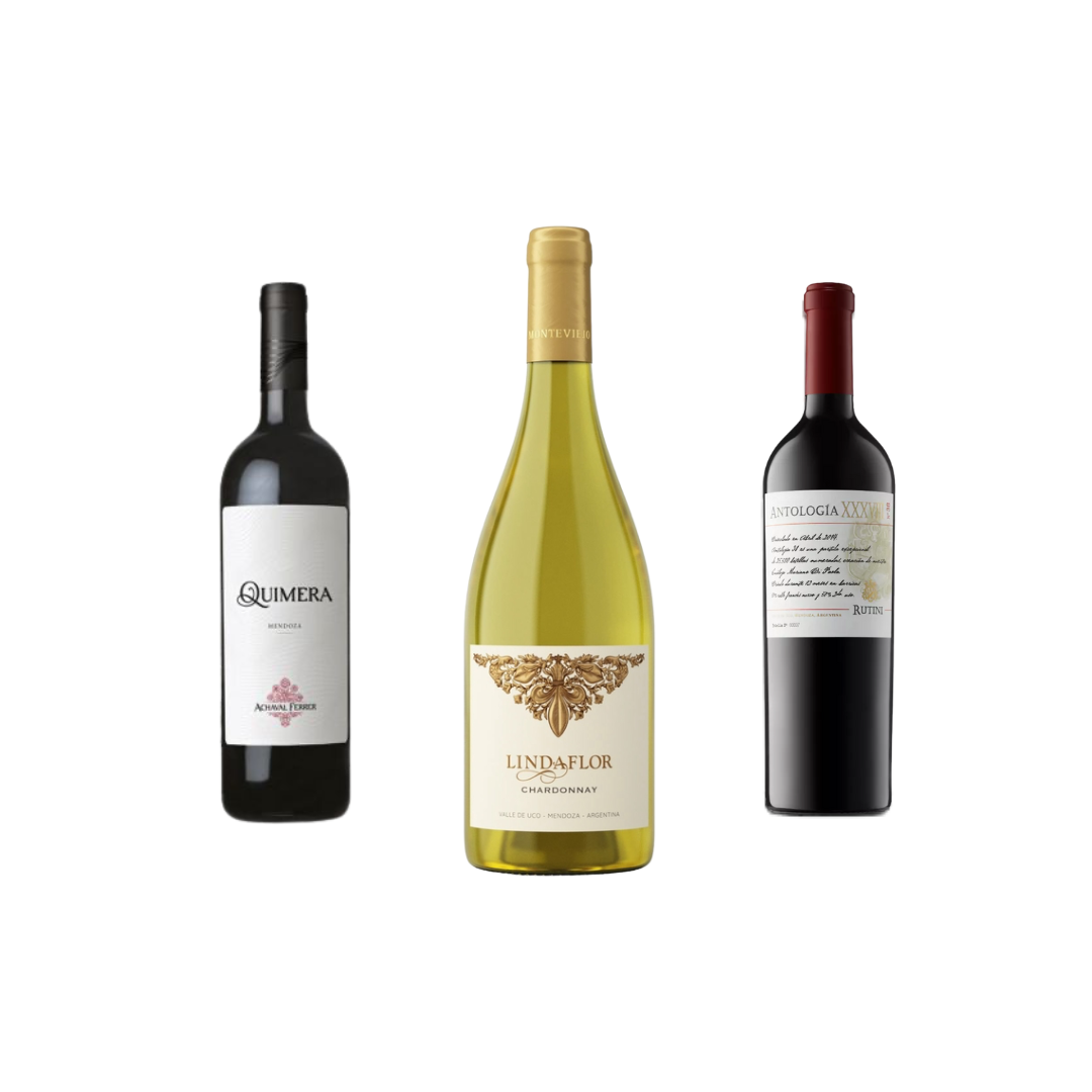 Selección 2 Blend & 1 Chardonnay: 1 Achaval Quimera Blend 2017 (5 Cepas) + 1 Lindaflor Chardonnay 2021 + 1 Rutini Antologia XXXVIII Blend (95P)